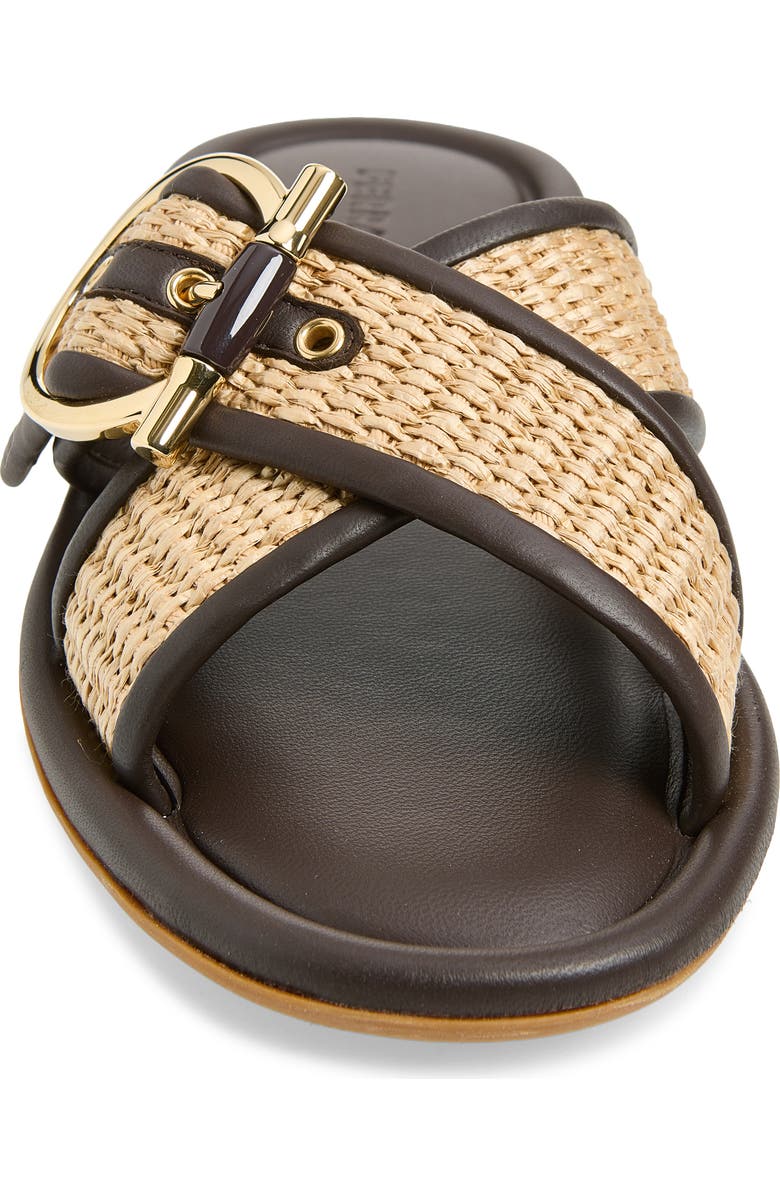 FERRAGAMO Elyzia Raffia Slide Sandal, Alternate, color, Naturale Testa Di Moro