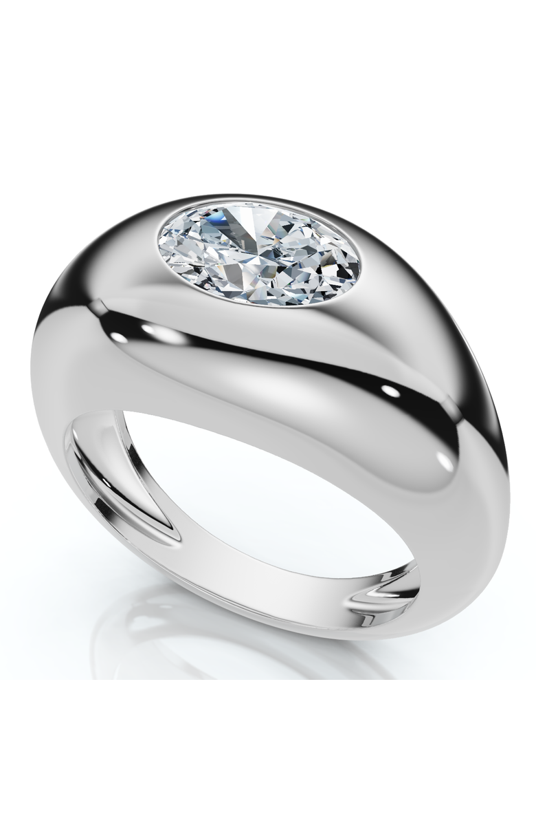 Bliss Diamond 1Ct Sideways Oval Bezel Solitaire Stackable Dome Band Gold Lab Grown, Alternate, color, 10K White Gold