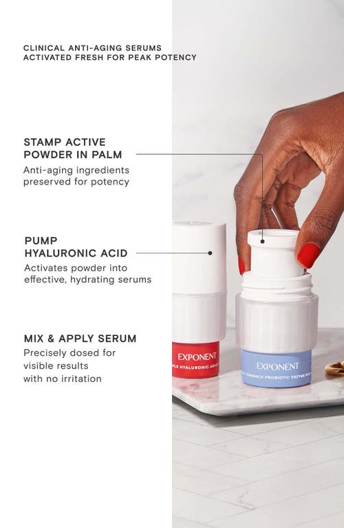 Exponent Beauty Clear Comeback Probiotic Enzyme + Hyaluronic Acid Power Serum Set $98 Value In Transparent
