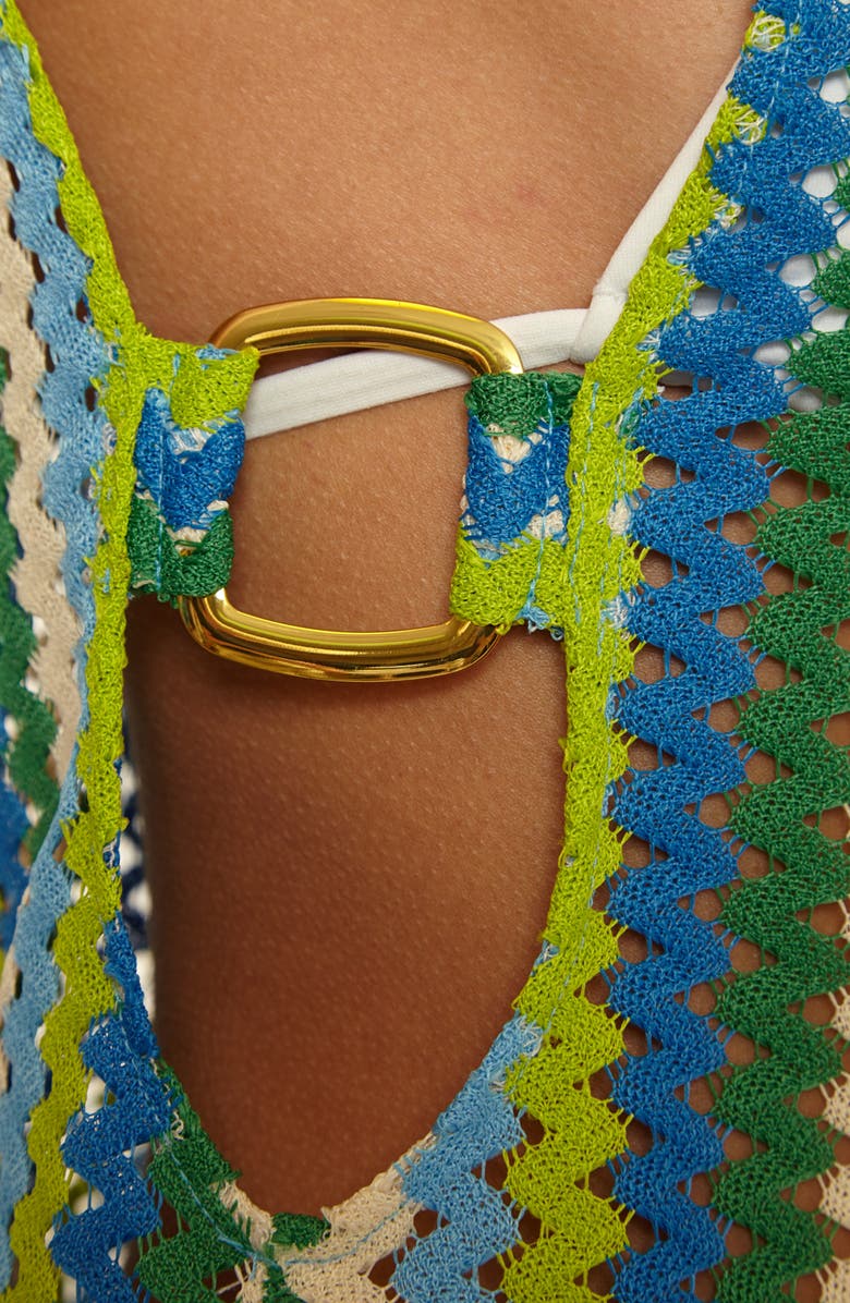 Becca Island Waves Sheer Cover-Up Mini Sundress, Alternate, color, Green Apple