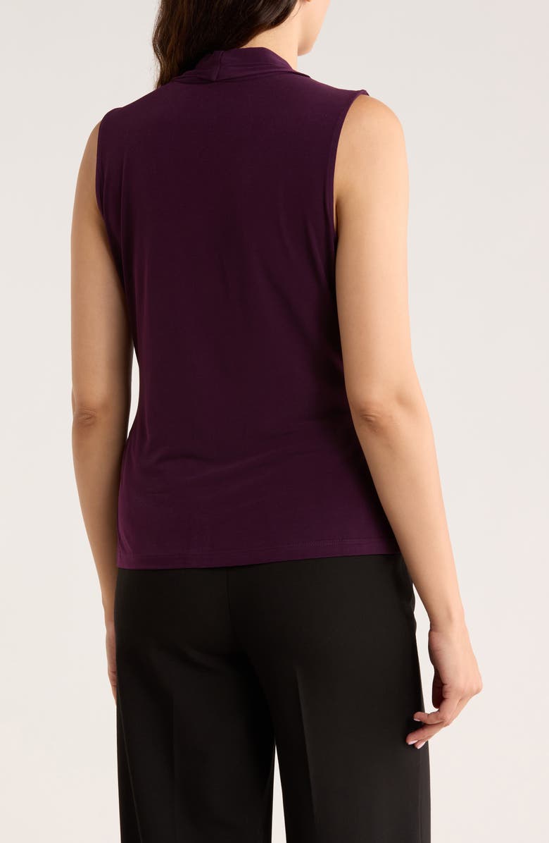 Calvin Klein Pleated Neck Sleeveless Top, Alternate, color, Aurberine