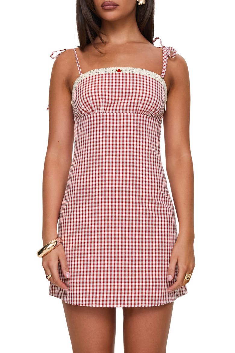 Burkes Gingham Minidress, Main, color, RED