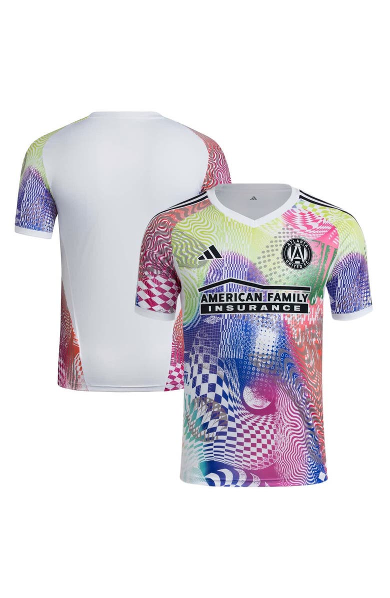 adidas Men's adidas White Atlanta United FC 2025 Pride Pre-Match Top, Alternate, color, White