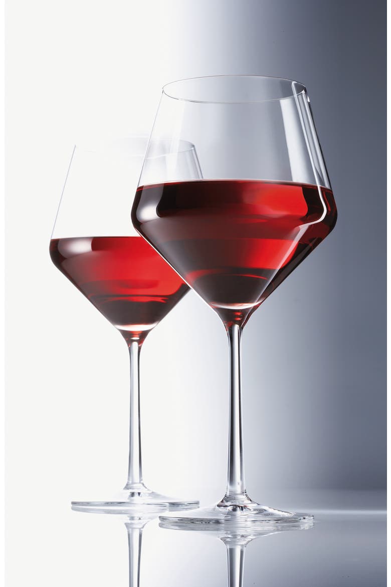 Pure Set of 6 Burgundy Wine Glasses, Alternate, color, CLEAR