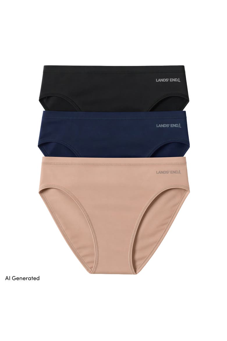 Bikini True Solutions Light Weight Microfiber Basics 3 Pack Panties, Main, color, Clay/Navy/Blk