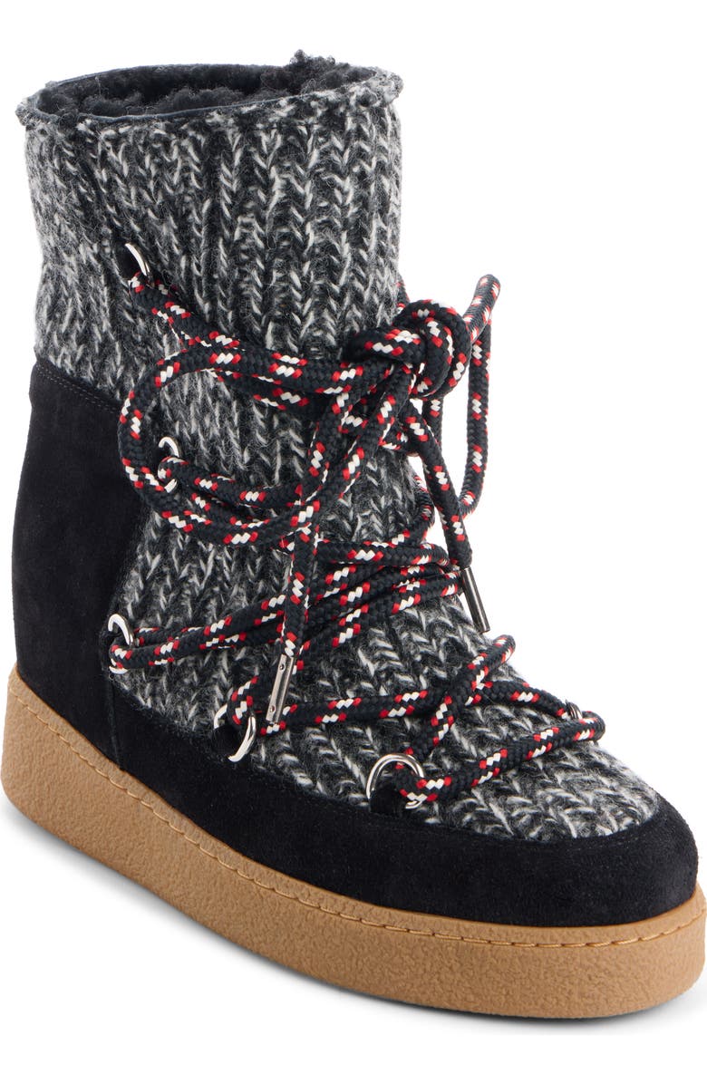 Isabel Marant Nowla Mixed Media Snow Boot, Main, color, Black