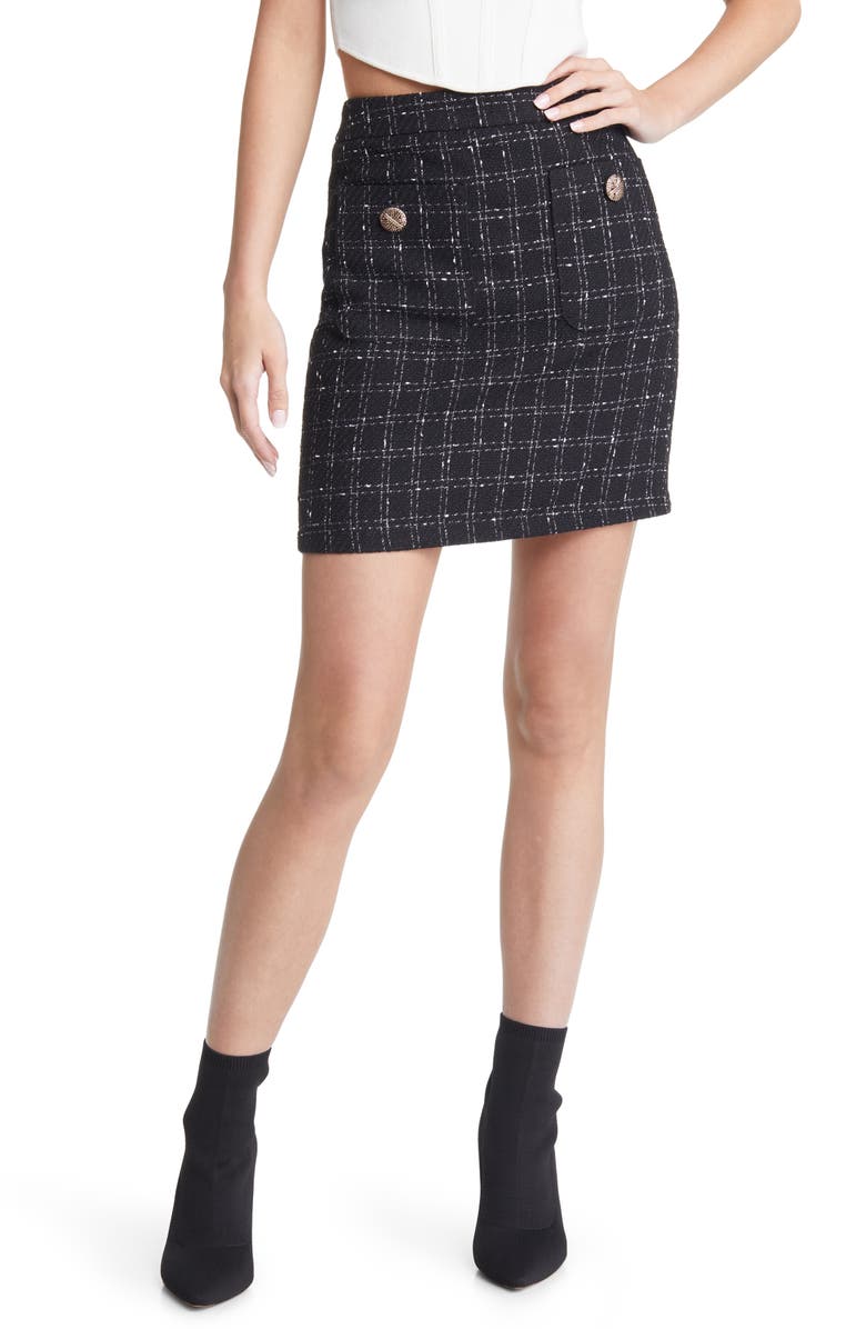 VERO MODA Plaid Tweed Skirt, Main, color, 