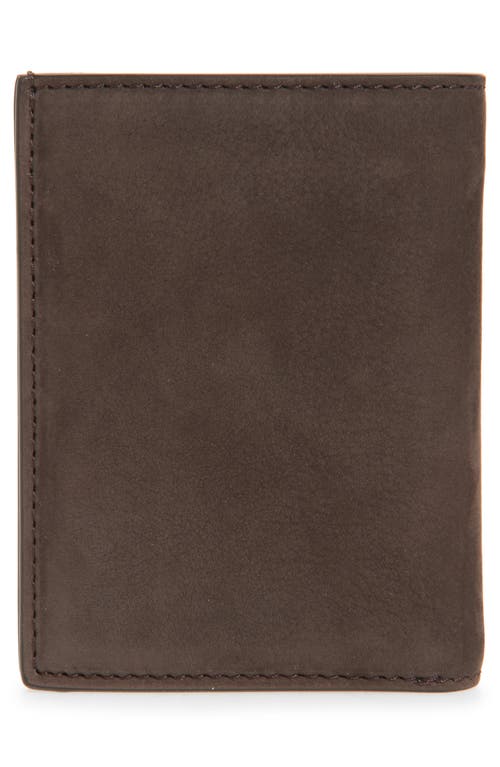 Tom Ford T-line Nubuck Leather Bifold Card Case In 1b076 Deep Umber