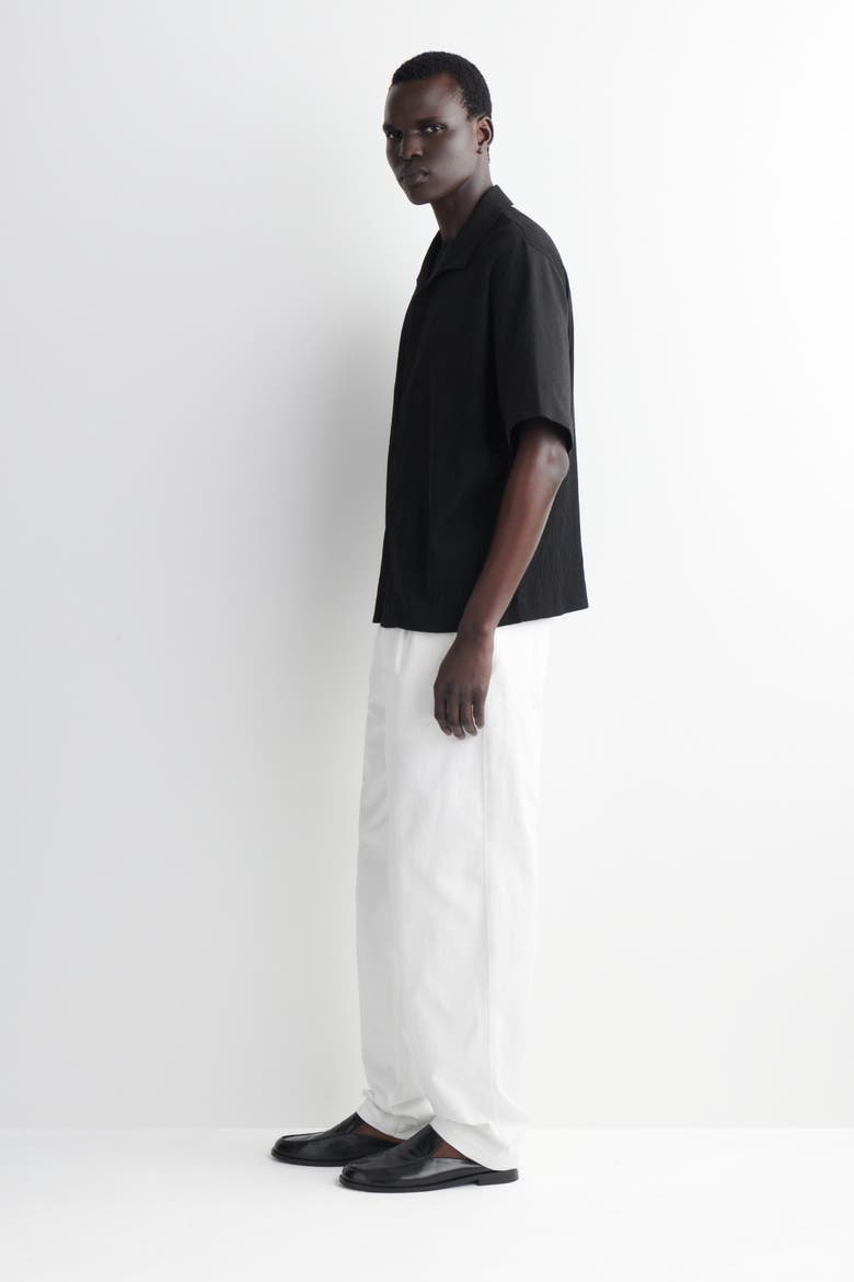 Crinkled-cotton Shirt, Alternate, color, BLACK