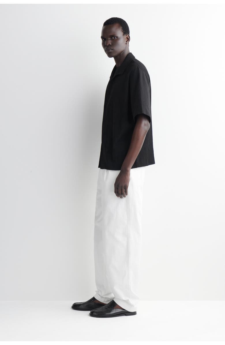 COS Crinkled-cotton Shirt, Alternate, color, Black