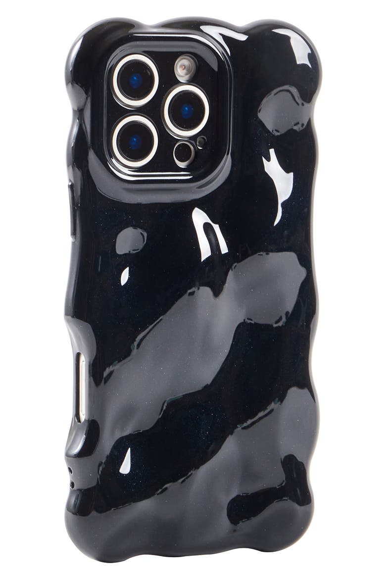 Glossy Black Bubbles iPhone 16 Pro Case, Alternate, color, BLACK
