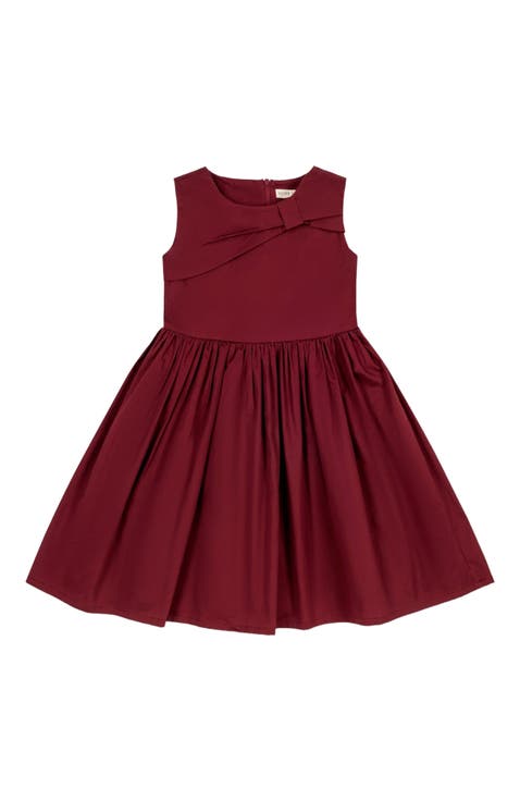 Girls' Organic Asymmetrical Bow Party Dress, Toddler