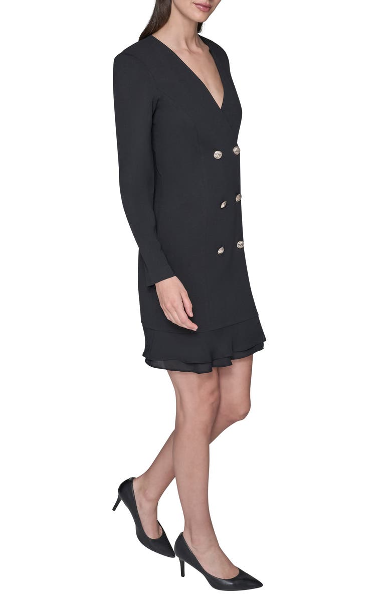 KARL LAGERFELD PARIS Ruffle Hem Scuba Crepe Dress, Alternate, color, Black