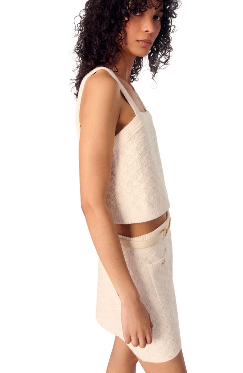 maje Tweed-effect knitted skirt, Alternate, color,