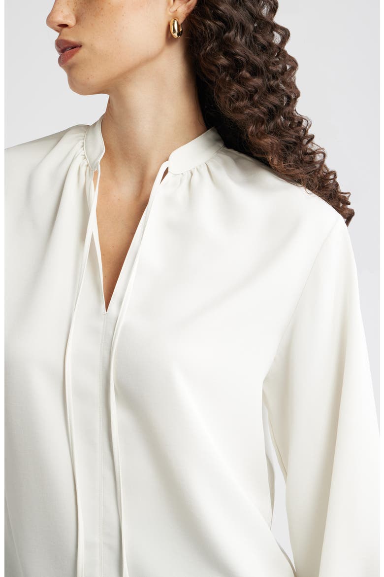 Long Sleeve Tie Neck Shirt, Alternate, color, IVORY TOFU