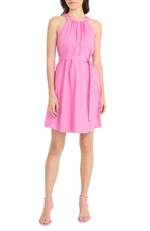 Sleeveless Belted Halter Dress