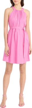 Donna Morgan Sleeveless Belted Halter Dress
