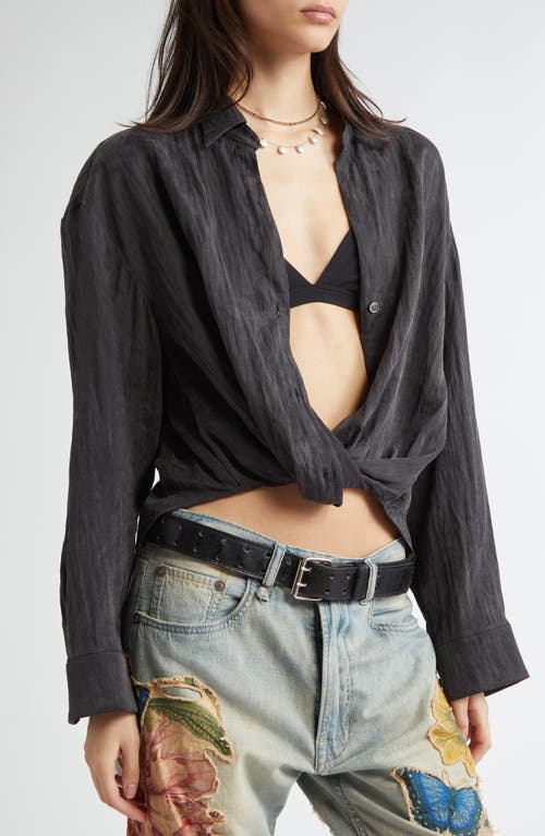R13 Twisted Front Button-up Shirt In Black