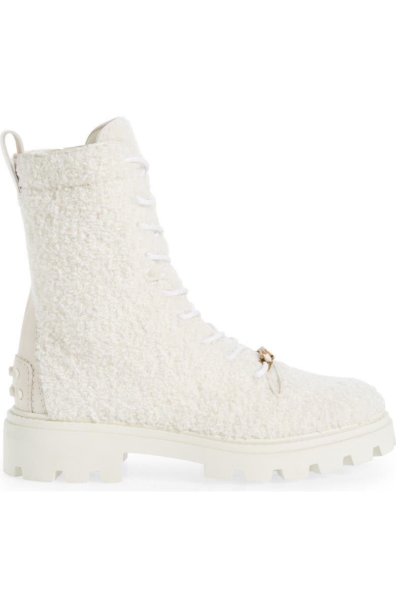 Tod's Faux Shearling Combat Boot, Alternate, color,