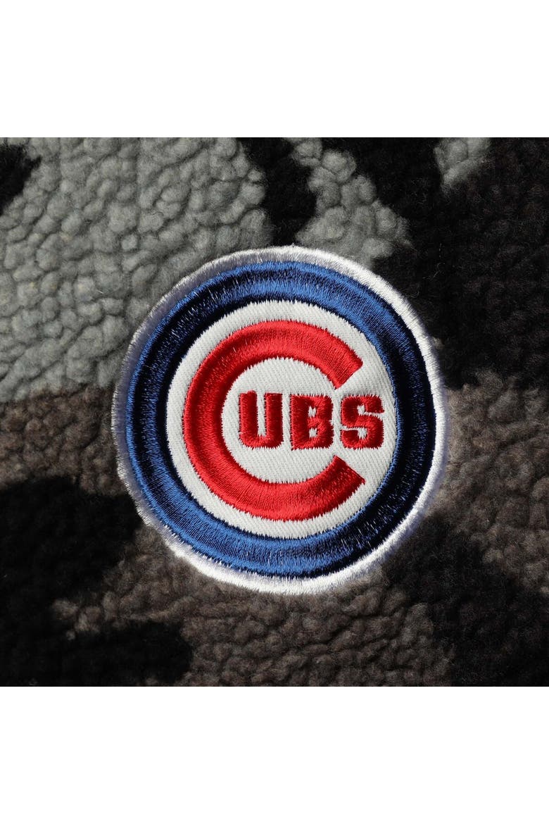 Women's The Wild Collective Black Chicago Cubs Camo Sherpa Full-Zip Bomber Jacket, Alternate, color, Black