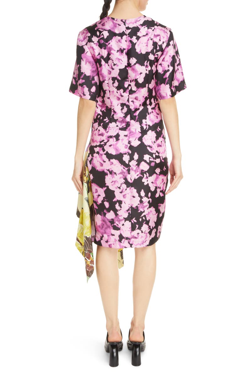 Dries Van Noten Diana Floral Contrast Silk Twill Dress, Alternate, color,