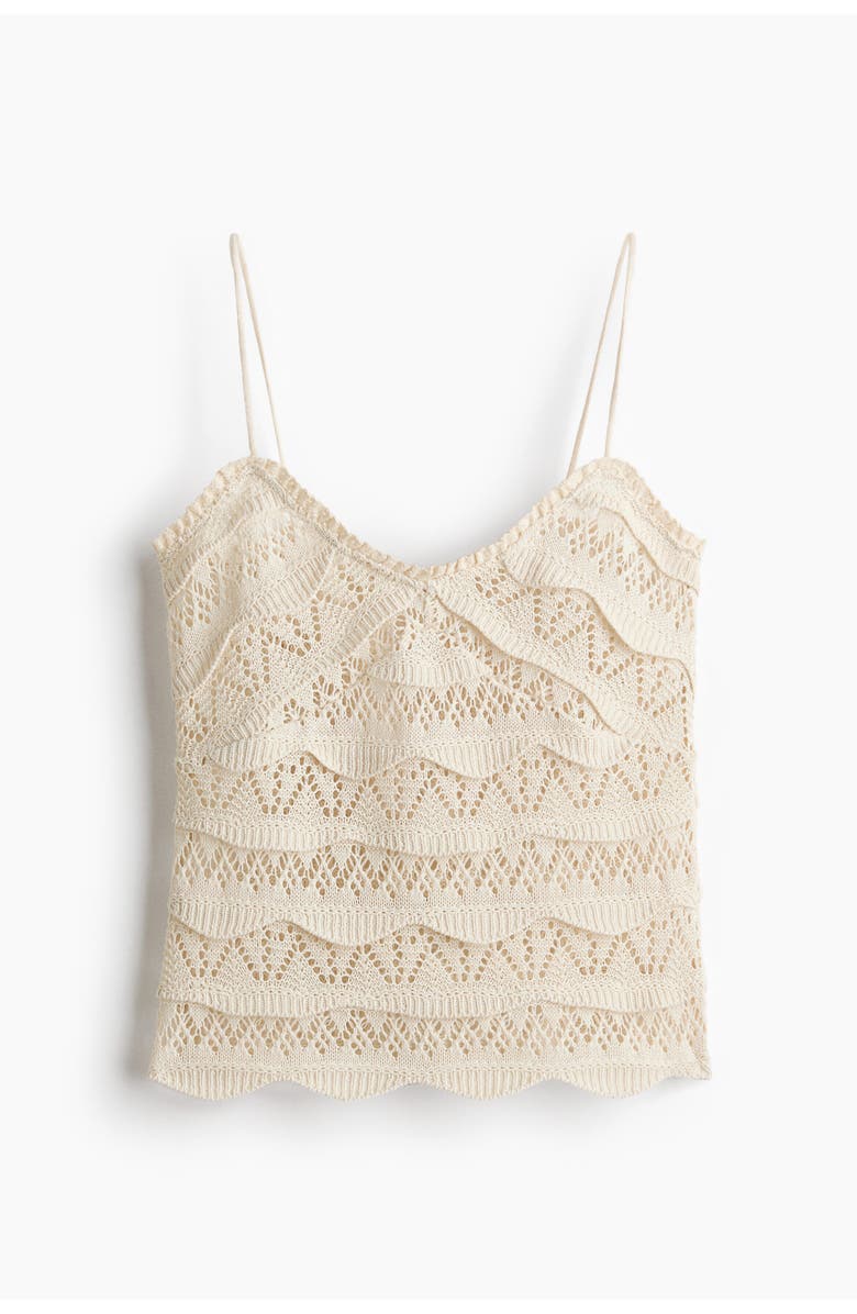 H&M Pointelle-knit Strappy Top, Main, color, Light Beige