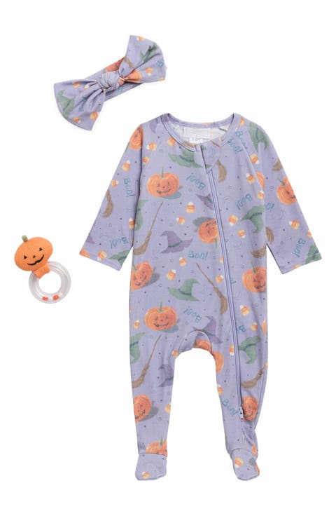 Halloween Footie, Headband & Rattle Set