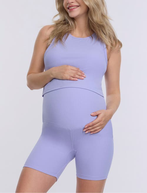 Motherhood Maternity Crew Neck Racerback Cropped Maternity Tank In Sweet Lavender