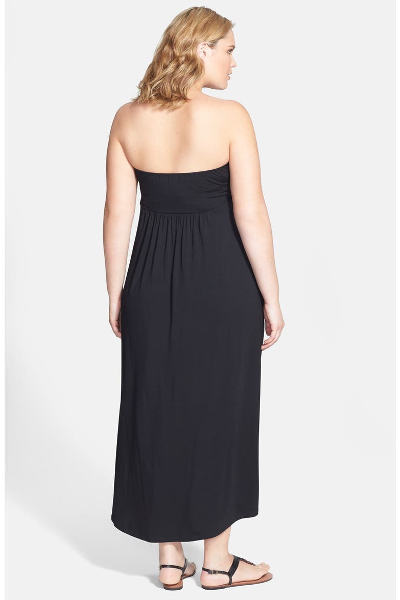 'Santorini' Twist Front Strapless Maxi Dress, Alternate, color, BLACK