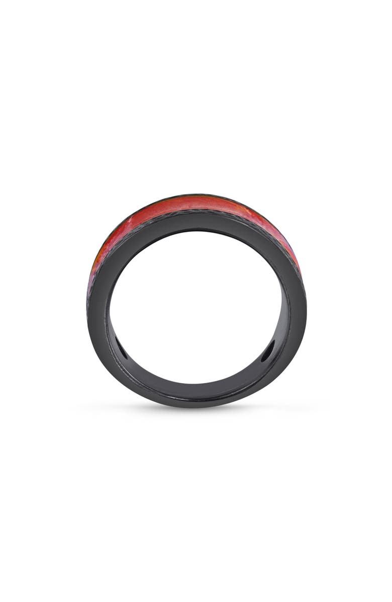 LuvMyJewelry Mista Lava Sterling Silver & Enamel Band Men Ring, Alternate, color, Grey