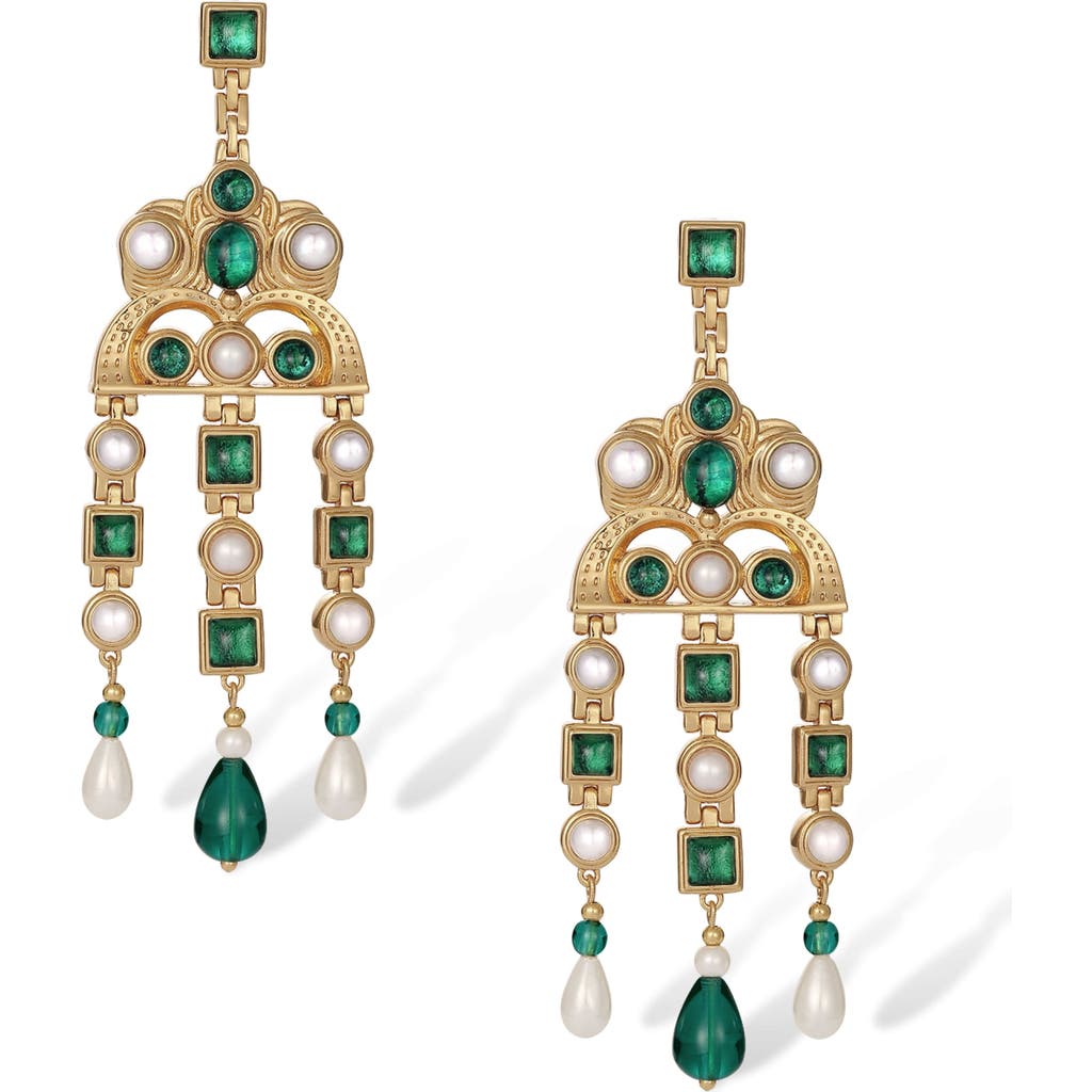 Rc Retro Chic Byzantine Empire Green Earrings In Gold
