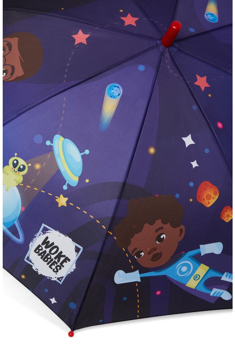 Kids' Superheroes in Space Umbrella, Alternate, color, DARK BLUE