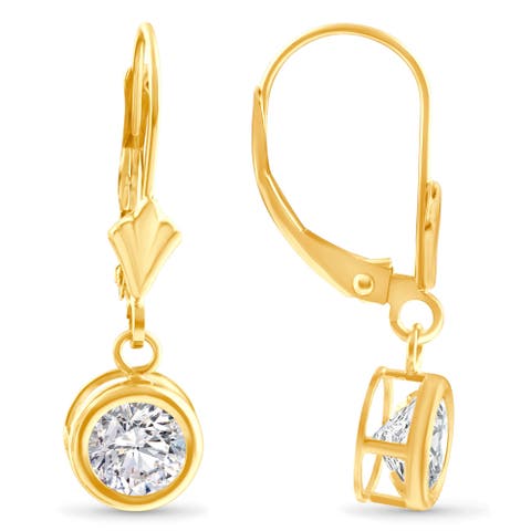 1.80Ct Diamond Lab Grown Dangle Lever Back Hoop Earrings 14k Gold