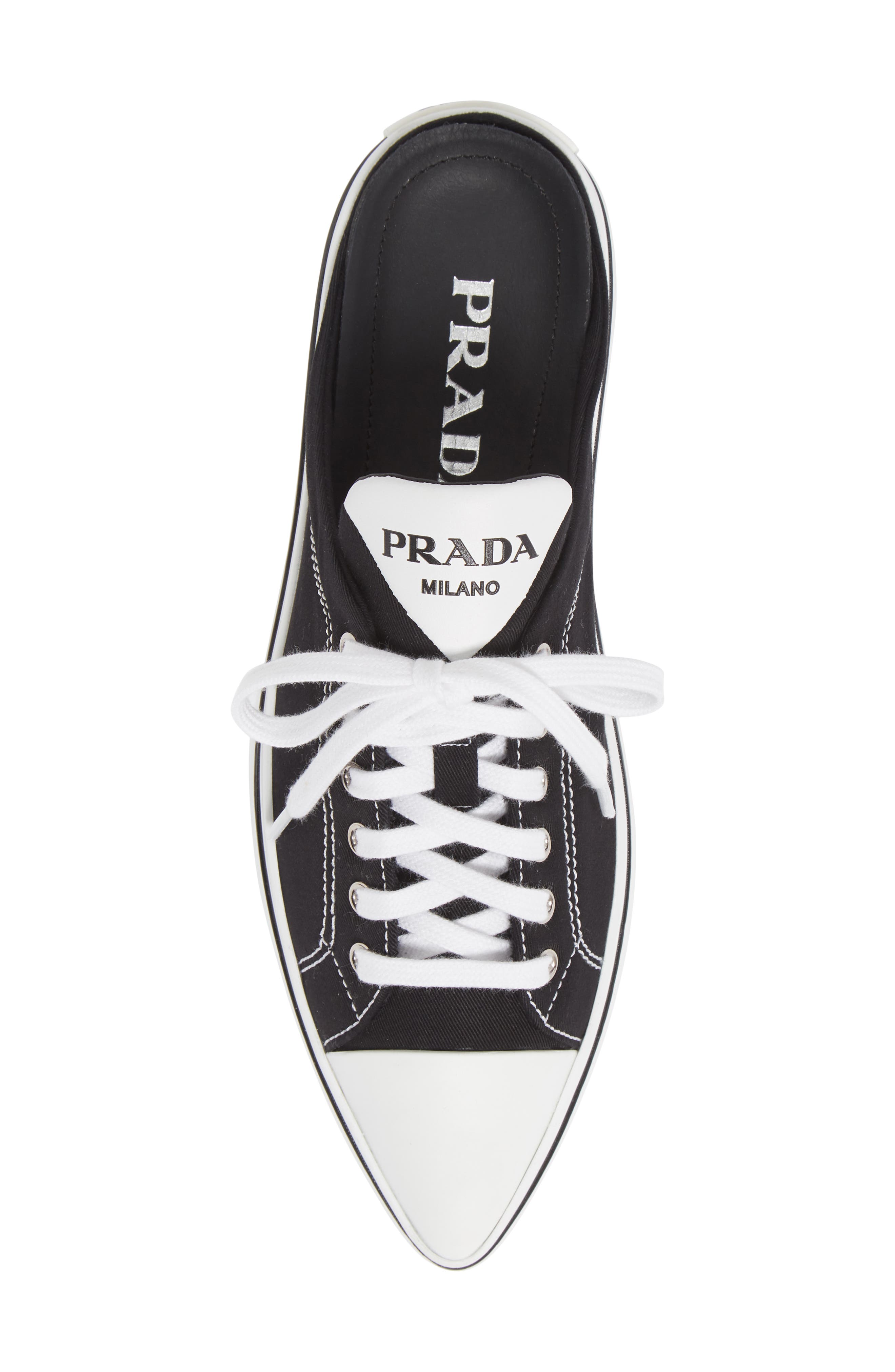 Prada Pointed Toe Sneaker Mule, Alternate, color, 
