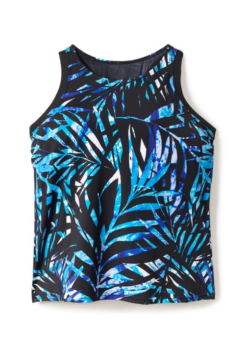 Swim 365 Longer-length Racerback Tankini Top In Black