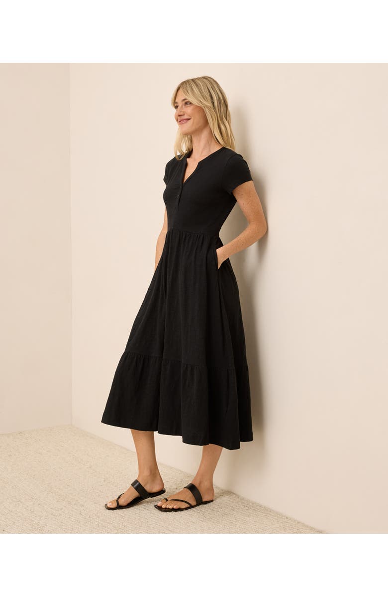 Pact Organic Cotton Relaxed Slub Henley Market Dress, Alternate, color, Black