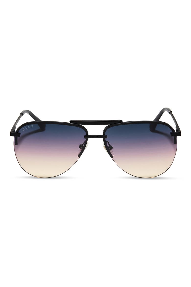 Tahoe 65mm Oversize Aviator Sunglasses, Main, color, BLACK/ TWILIGHT GRADIENT