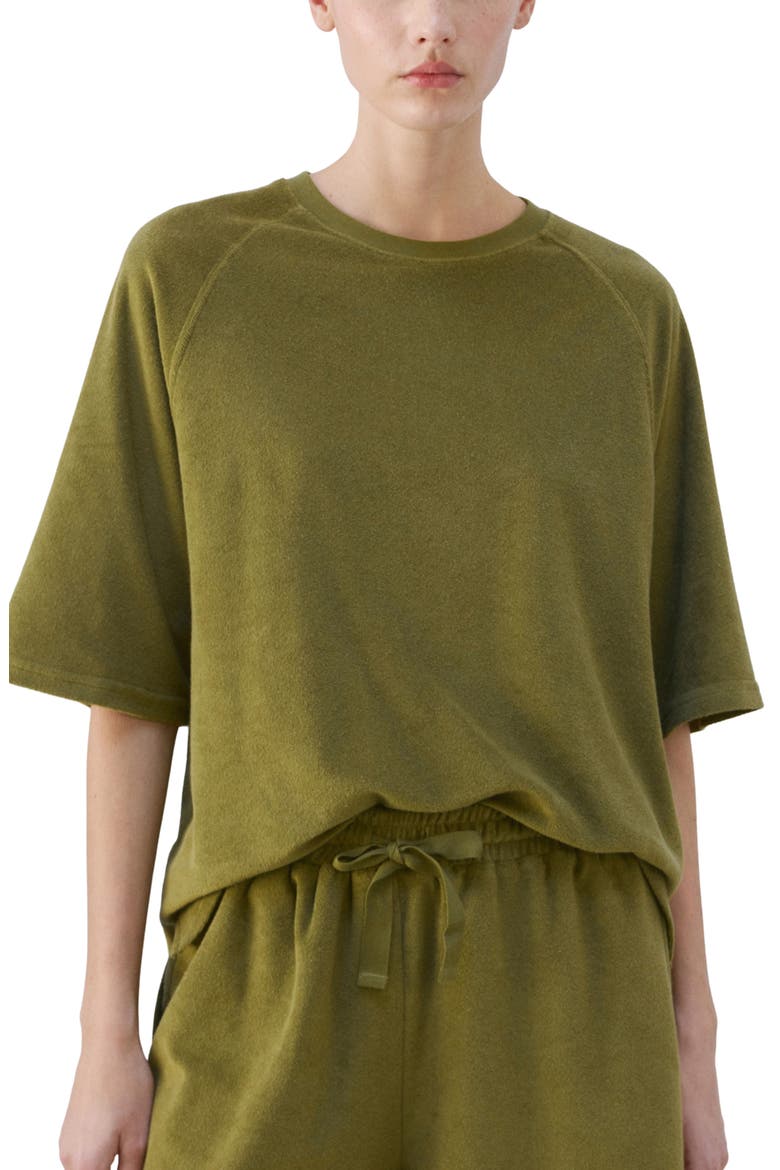 Cotton Blend Terry Pajama Top, Main, color, KHAKI GREEN