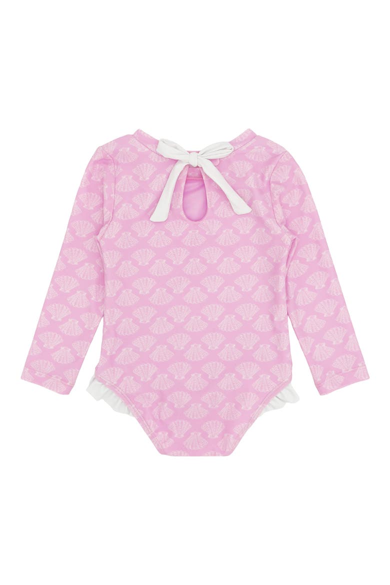 Kids' Coastal Cutie Long Sleeve UPF 50+ One-Piece Rashguard Swimsuit, Alternate, color, POP PINK