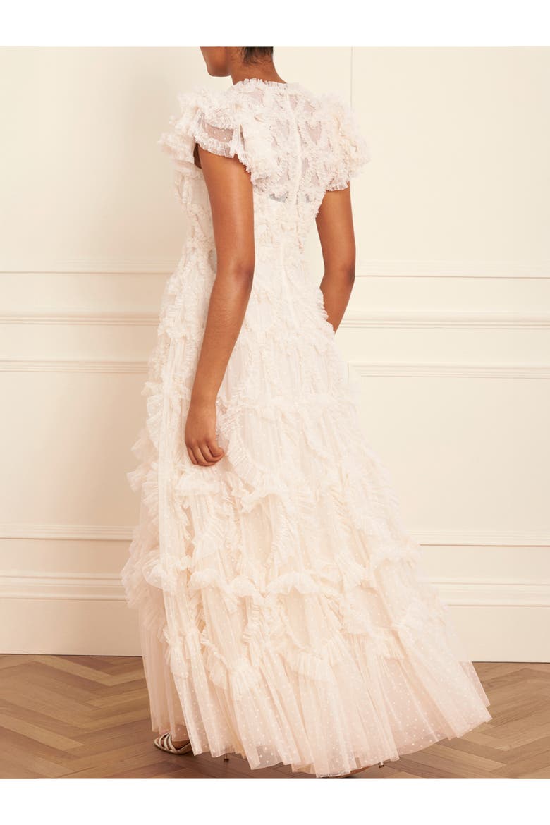 Amorette V-neck Gown, Alternate, color, Cream