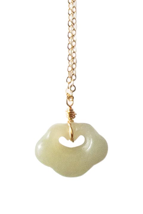 Cloud Green jade pendant necklace
