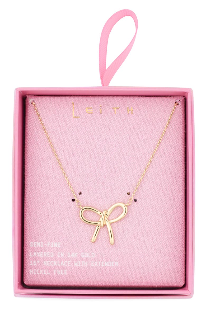 Bow Pendant Necklace, Main, color, GOLD