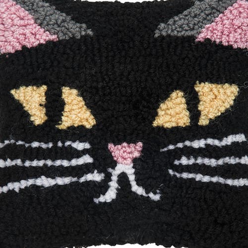C & F Home C&f Home Black Cat Small Petite Hooked Halloween Accent Pillow, 8" X 8" In Black