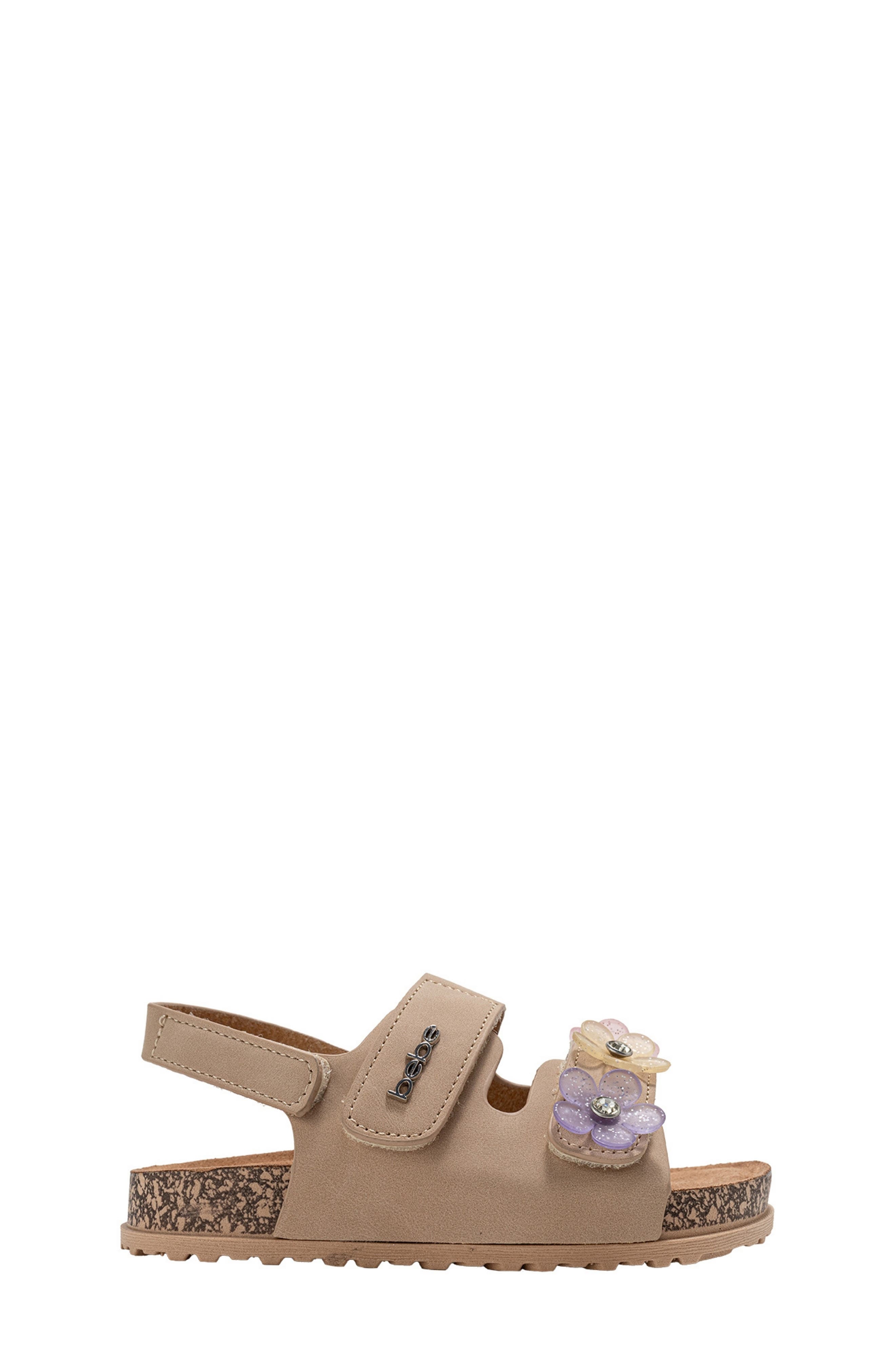 bebe Kids' Blossom Footbed Sandal, Alternate, color, Tan
