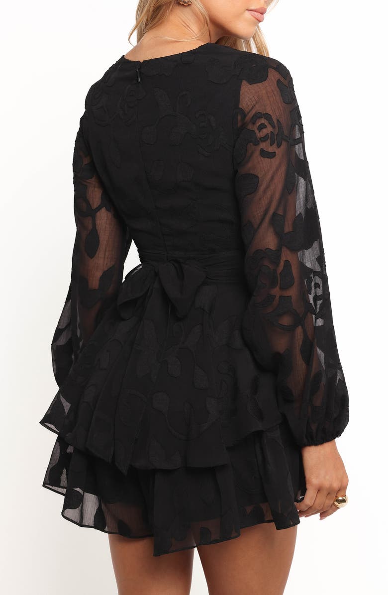 Petal & Pup Broxy Ruffle Long Sleeve Romper, Alternate, color, Black