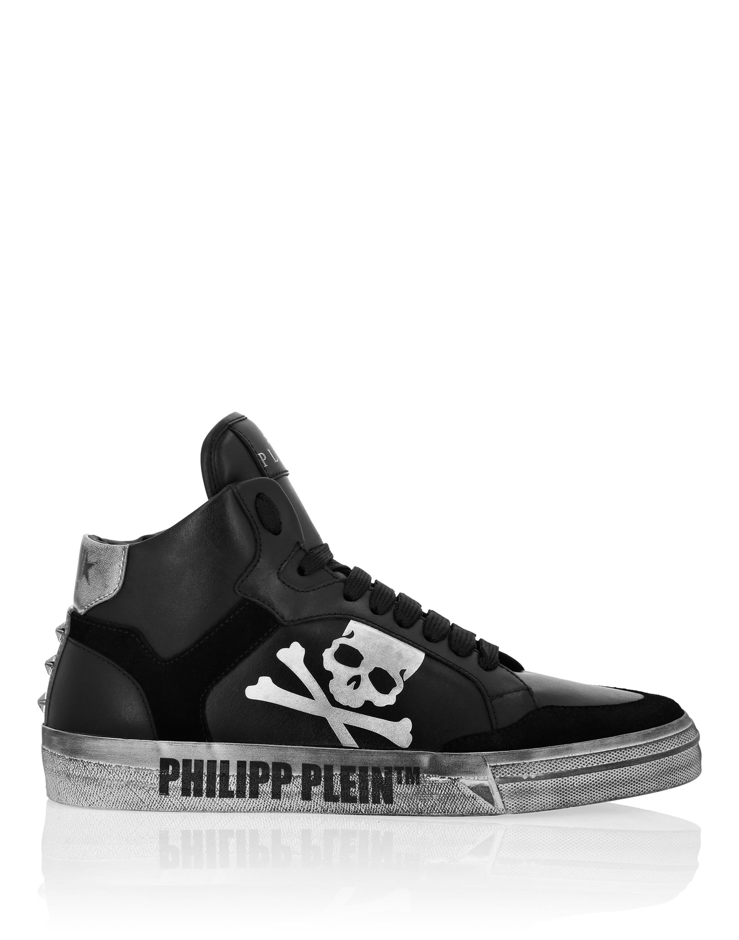 High-Top Sneakers Retrokickz Leather Unisex, Alternate, color, black/silver