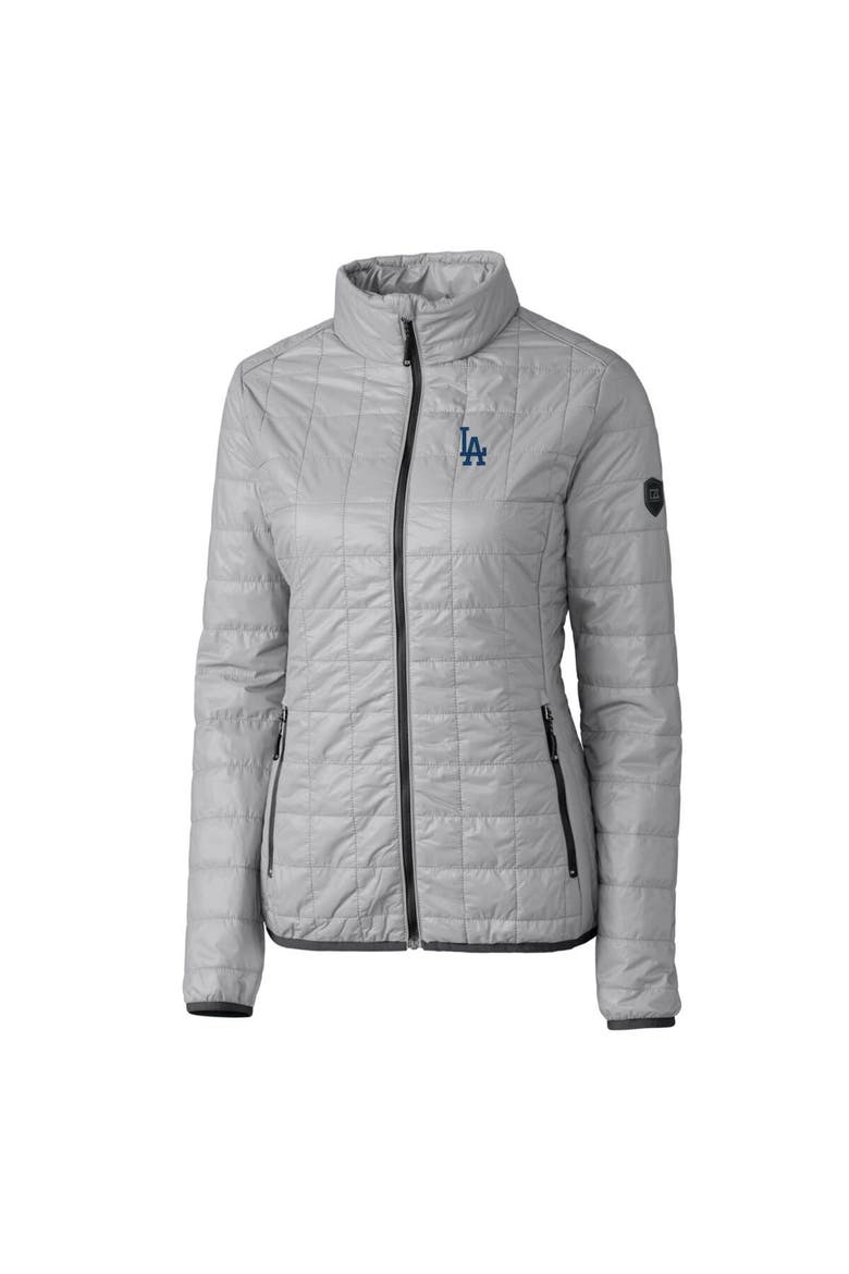 Women's Cutter & Buck Gray Los Angeles Dodgers Rainier PrimaLoft Eco Full-Zip Puffer Jacket, Alternate, color, Gray