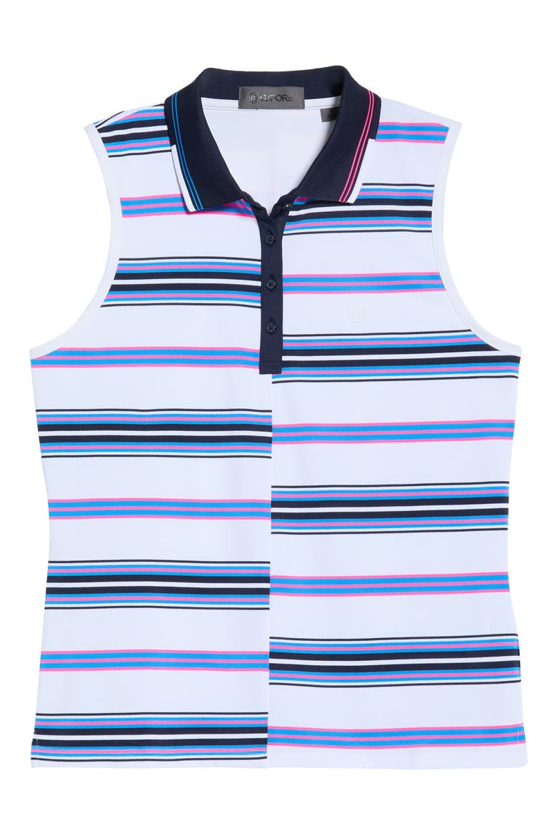 Offset Stripe Performance Sleeveless Polo, Alternate, color, SNOW / KNOCKOUT PINK