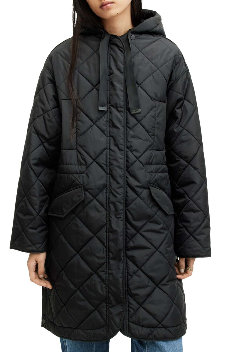 AllSaints Rina Relaxed Fit Quilted Liner Coat, Main, color,