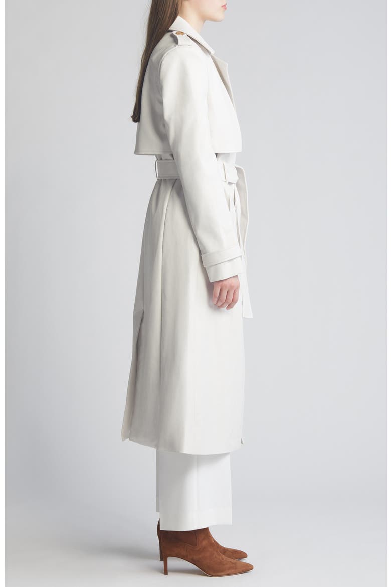 Tie Waist Faux Leather Trench Coat, Alternate, color, IVORY